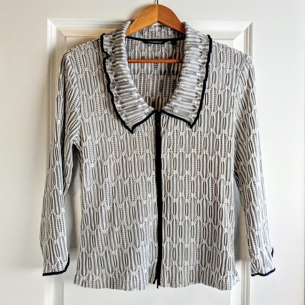 Samuel Dong Black White Stretch Double Zip Jacket - image 1